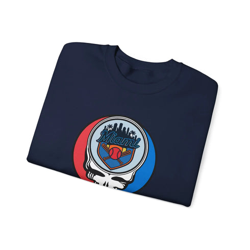 Grateful Dead - Miami Marlins Grateful Dead Stealie Crewneck Sweatshirt - MLB - StealieShop